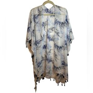 NWT 2CHIC TASSEL FEATHER PRINT BEACH COVER UP